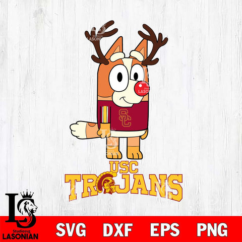 USC Trojans Bluey Chilli Christmas Deer Svg Eps Dxf Png File, Digital Download