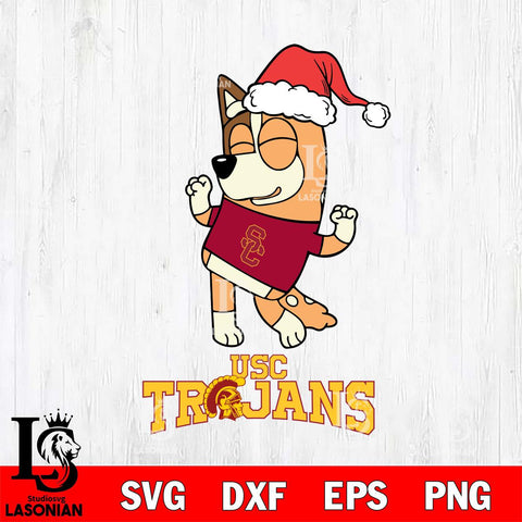 USC Trojans Bluey Chilli Happy Christmas Svg Eps Dxf Png File, Digital Download