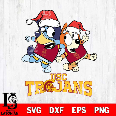 USC Trojans Bluey Christmas Holiday Svg Eps Dxf Png File, Digital Download