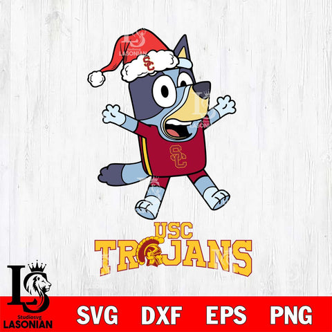 USC Trojans Bluey Happy Christmas Svg Eps Dxf Png File, Digital Download