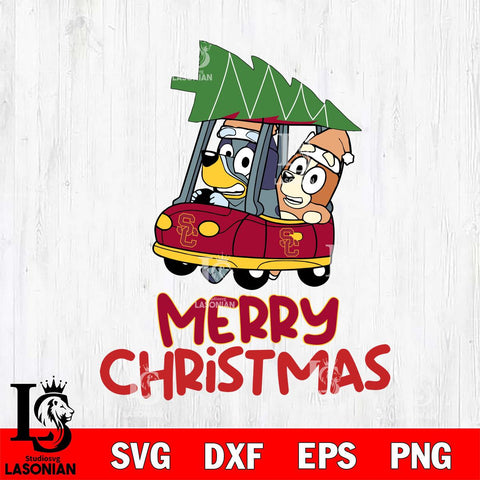 USC Trojans Bluey Merry Christmas Svg Eps Dxf Png File, Digital Download