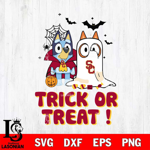 USC Trojans Bluey Trick or Treat Halloween Svg Eps Dxf Png File, Digital Download, Instant Download