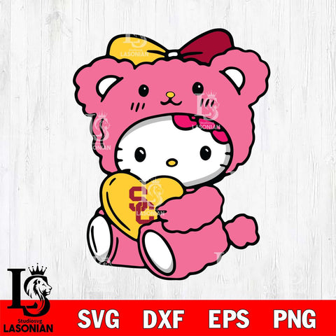 USC Trojans Cute Hello Kitty 3 Svg Eps Dxf Png File, Digital Download, Instant Download