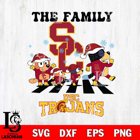 USC Trojans Family Bluey Christmas Svg Eps Dxf Png File, Digital Download