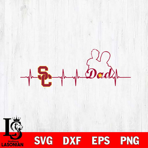 USC Trojans Father Heart Beat Svg Eps Dxf Png File, Digital Download, Instant Download