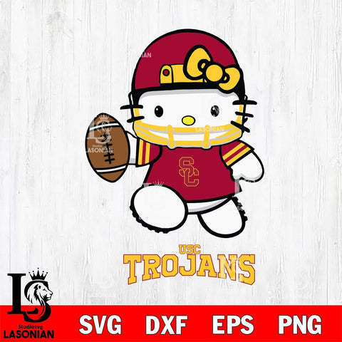 USC Trojans Hello Kitty NCAA 4 Svg Eps Dxf Png File, Digital Download, Instant Download