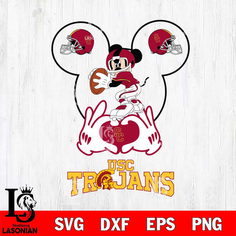 USC Trojans Mickey Heart Rugby Svg Eps Dxf Png File, Digital Download ,Instant Download, Cricut File