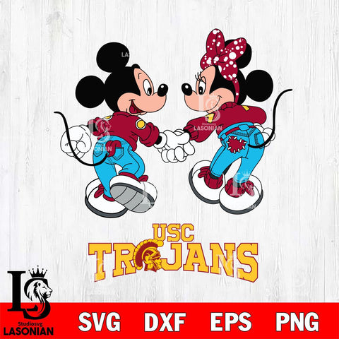 USC Trojans Mickey Minnie Valentine Rugby Svg Eps Dxf Png File, Digital Download ,Instant Download, Cricut File