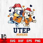 UTEP Miners Bluey Christmas NFL Svg Eps Dxf Png File, Digital Download