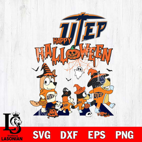 UTEP Miners Bluey Halloween Family Svg Eps Dxf Png File, Digital Download, Instant Download