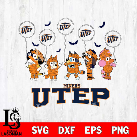 UTEP Miners Bluey Halloween Spooky Svg Eps Dxf Png File, Digital Download, Instant Download