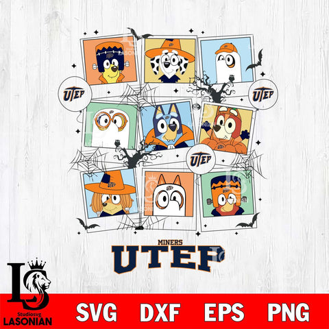 UTEP Miners Bluey Halloween Sport Svg Eps Dxf Png File, Digital Download, Instant Download