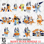 UTEP Miners Bluey NCAA Bundle 12 Svg Eps Dxf Png File, Digital Download, Instant Download