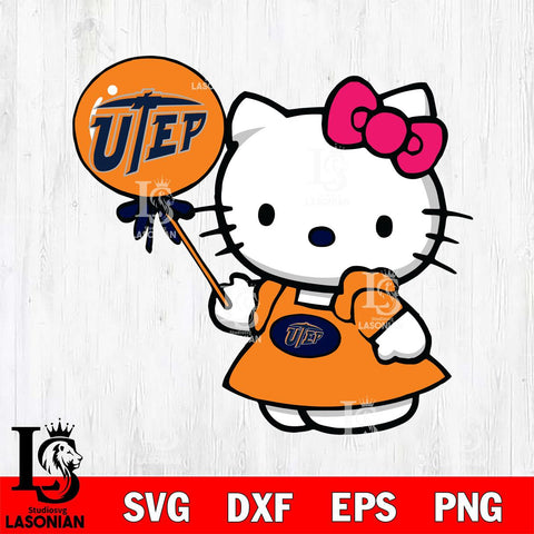 UTEP Miners Cute Hello Kitty 2 Svg Eps Dxf Png File, Digital Download, Instant Download