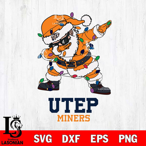 UTEP Miners Dabbing Santa Claus Ugly Christmas Svg dxf eps png pdf file,NCAA svg,Digital Download,Cricut file