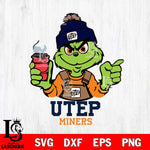 UTEP Miners Grinch with coffee Svg Eps Dxf Png File, Digital Download, Instant Download