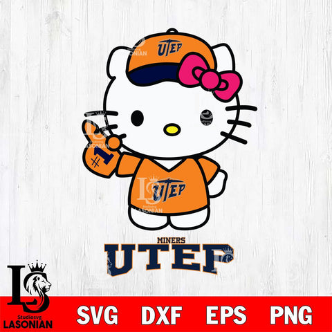 UTEP Miners Hello Kitty Best Fan Svg Eps Dxf Png File, Digital Download, Instant Download