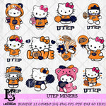 UTEP Miners Hello Kitty Bundle 12 SVG Svg Eps Dxf Png File, Digital Download, Instant Download