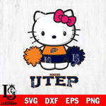 UTEP Miners Hello Kitty Cheerleader 2 Svg Eps Dxf Png File, Digital Download, Instant Download