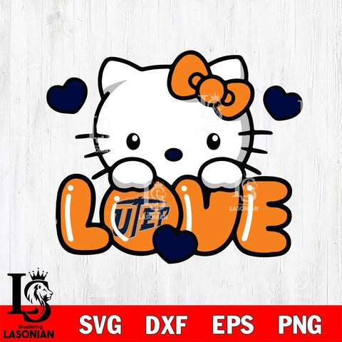 UTEP Miners Hello Kitty Love Svg Eps Dxf Png File, Digital Download, Instant Download