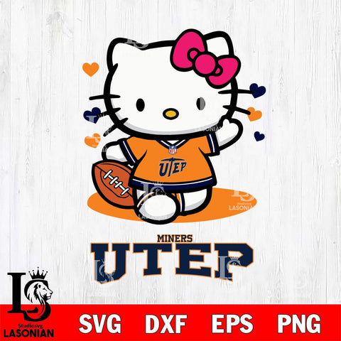 UTEP Miners Hello Kitty NCAA 3 Svg Eps Dxf Png File, Digital Download, Instant Download