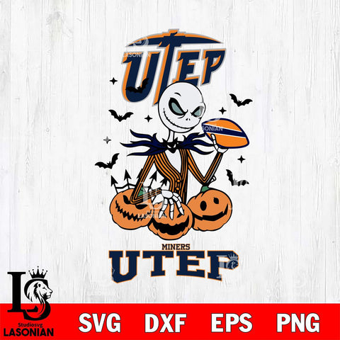 UTEP Miners Jack Skellington 2 halloween Svg Eps Dxf Png File, NCAA svg, Digital Download, Instant Download