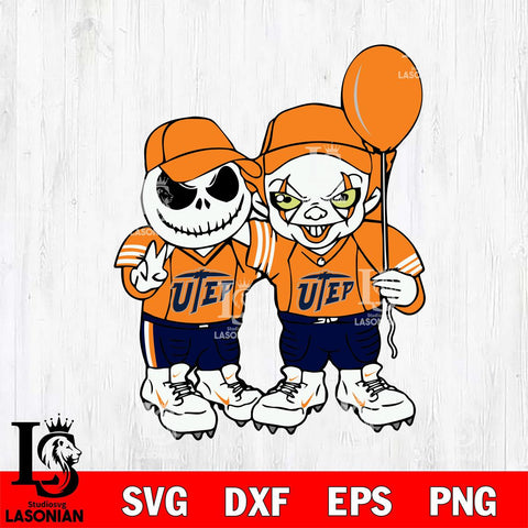 UTEP Miners Jack Skellington And Pennywise Football Svg Eps Dxf Png File, NCAA svg, Digital Download, Instant Download