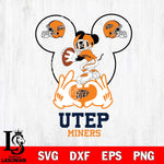 UTEP Miners Mickey Heart Rugby Svg Eps Dxf Png File, Digital Download ,Instant Download, Cricut File