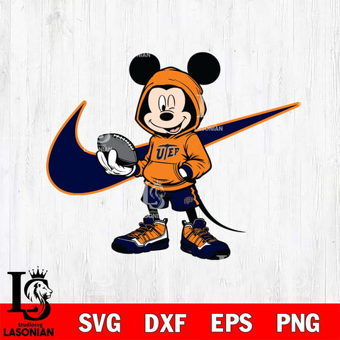 UTEP Miners Mickey Wearing Hoodie Sport Svg Eps Dxf Png File, NCAA svg, Digital Download, Instant Download