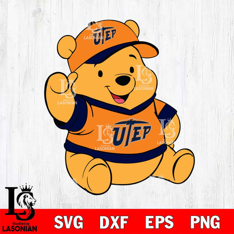 UTEP Miners Pooh Bear Svg Eps Dxf Png File, NCAA svg, Digital Download, Instant Download