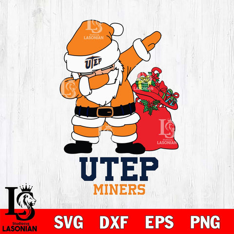 UTEP Miners Santa Dabbing Christmas Svg dxf eps png pdf file,NCAA svg,Digital Download,Cricut file