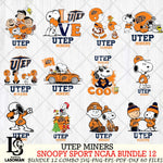 UTEP Miners  Snoopy NCAA Bundle 12 SVG Svg Eps Dxf Png File, Digital Download