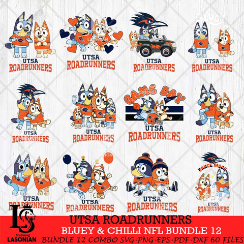 UTSA Roadrunners Bluey & Bingo Bundle 12 SVG Svg Eps Dxf Png File, Bundle NCAA svg, Digital Download, Instant Download