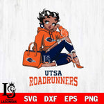 UTSA Roadrunners Awesome Black Fan Girl Betty Boop, Svg Eps Dxf Png File, Digital Download