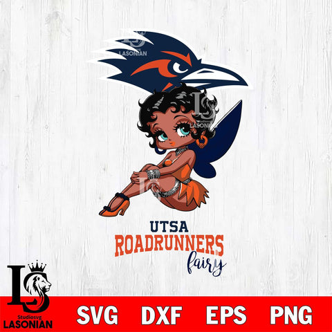 UTSA Roadrunners Beauty Black Fairy Betty Boop, Svg Eps Dxf Png File, Digital Download