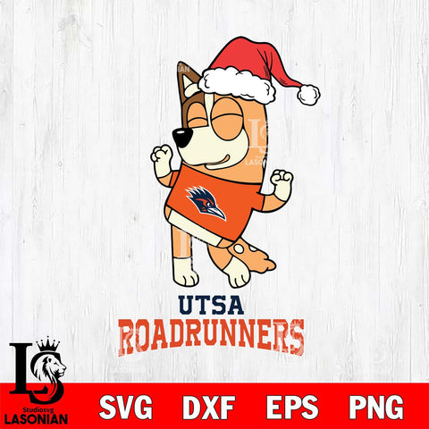 UTSA Roadrunners Bluey Chilli Happy Christmas Svg Eps Dxf Png File, Digital Download