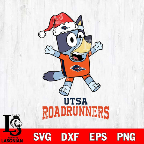 UTSA Roadrunners Bluey Happy Christmas Svg Eps Dxf Png File, Digital Download