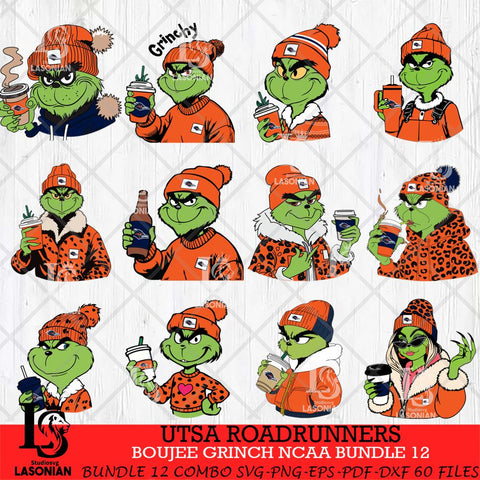 UTSA Roadrunners Boujee Grinch NCAA Bundle 12 SVG Eps Dxf Png File, Digital Download, Instant Download