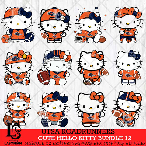 UTSA Roadrunners Cute Hello Kitty Bundle 12 SVG Eps Dxf Png File, NCAA Bundle svg, Digital Download, Instant Download