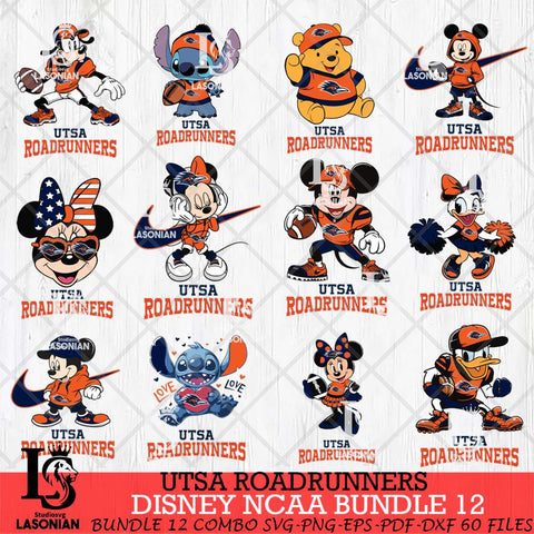 UTSA Roadrunners Disney NCAA Bundle Svg PNG 12 Svg Eps Dxf Png File, Digital Download