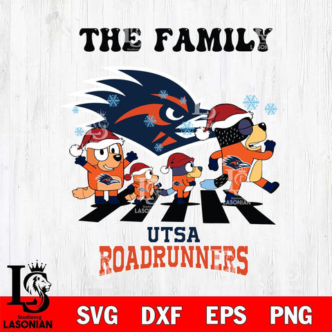 UTSA Roadrunners Family Bluey Christmas Svg Eps Dxf Png File, Digital Download