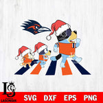 UTSA Roadrunners Family Bluey Walking Christmas Svg Eps Dxf Png File, Digital Download, Instant Download