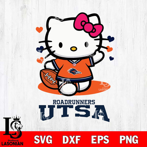 UTSA Roadrunners Hello Kitty NCAA 3 Svg Eps Dxf Png File, Digital Download, Instant Download