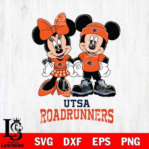 UTSA Roadrunners Mickey Minnie Rugby ball Svg Eps Dxf Png File, NCAA svg , File Cut , Digital Download , Instant Download, Cut Svg Files