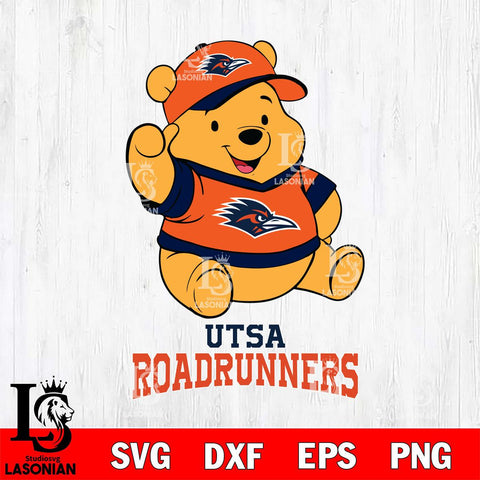 UTSA Roadrunners Pooh Bear Disney, Svg Eps Dxf Png File, Digital Download