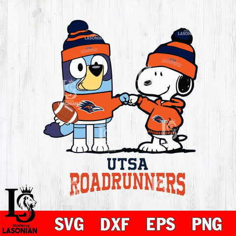 UTSA Roadrunners Snoopy & Bluey Football Svg Eps Dxf Png File,NCAA Svg Files,Chill Guy svg ,Digital Download ,Instant Download, Cricut File