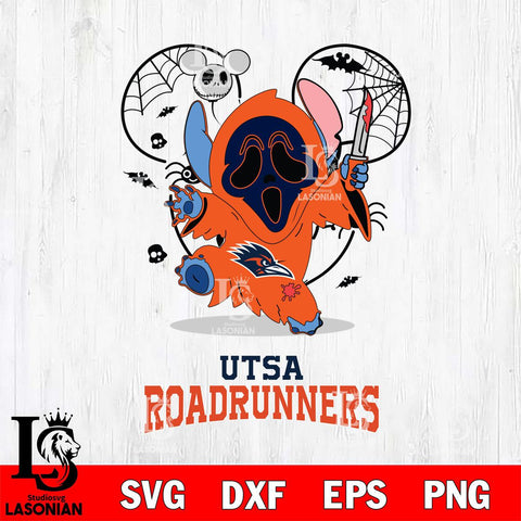 UTSA Roadrunners Stitch Ghost Face Halloween 2 Svg Eps Dxf Png File, Digital Download, Instant Download