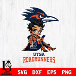 UTSA Roadrunners Style Black Fan Girl Betty Boop, Svg Eps Dxf Png File, Digital Download