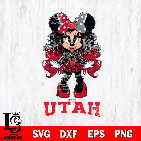 Utah Utes Beauty Minnie Mouse Svg Eps Dxf Png File, Digital Download, Instant Download