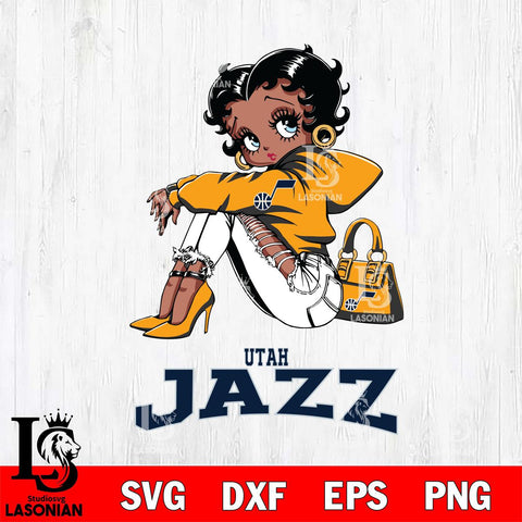 Utah Jazz Betty Boop Black Fan Girl Svg Eps Dxf Png File, Digital Download, Instant Download